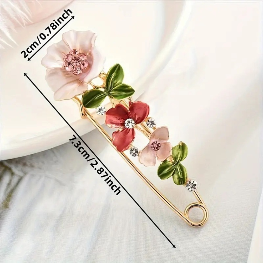 Betsey Johnson Floral Pink and Green Brooch Pin - Picture 5 of 5